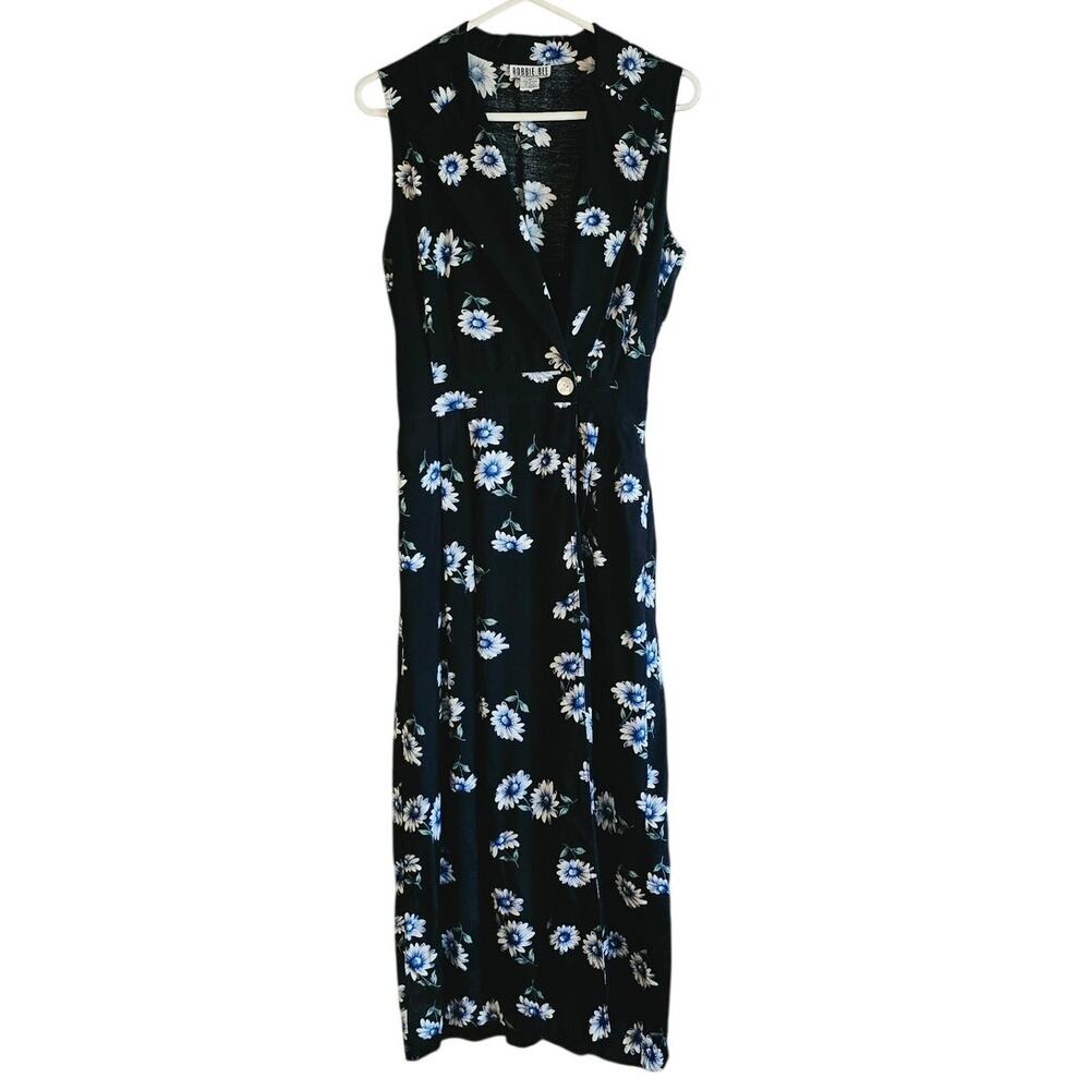 Vintage 90's Bobbie Bee floral faux wrap maxi dress size 8